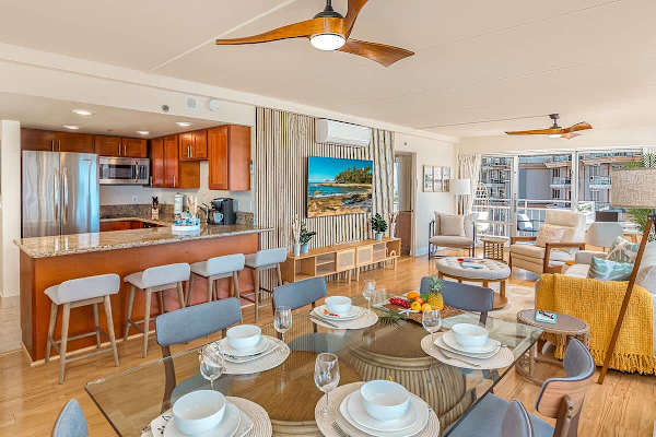 Dining table with 6 chairs perfect for shared meals