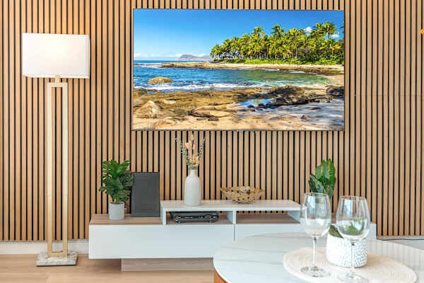 Enjoy watching your favorite movie in the living space with 65'' smart TV.