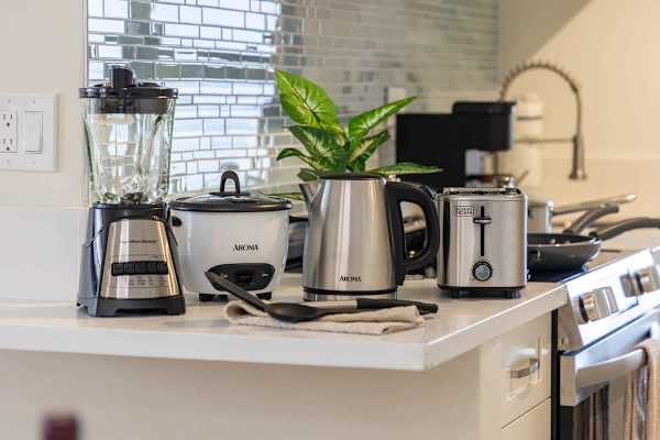 Full-size appliances are available in the kitchen.