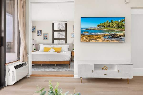 It has a window AC and a 55'' Samsung Smart TV in the living room for your convenience and entertainment.