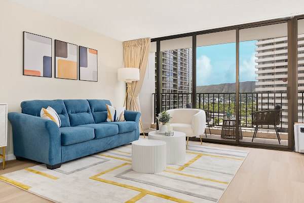 Enjoy the beautiful mountain view from your living room.