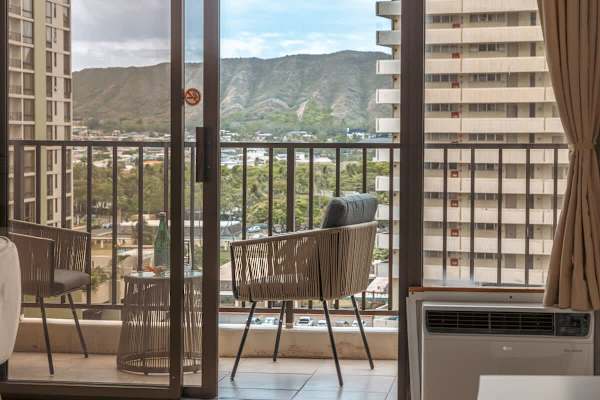 Beautiful mountain view from the living area, and balcony.