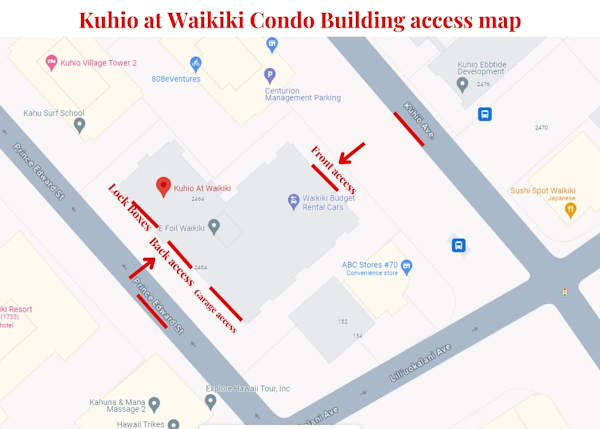 Kuhio at Waikiki Access Map