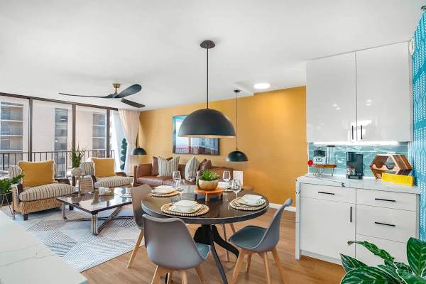Your dining has a dining table with 4 chairs perfect for shared meals.