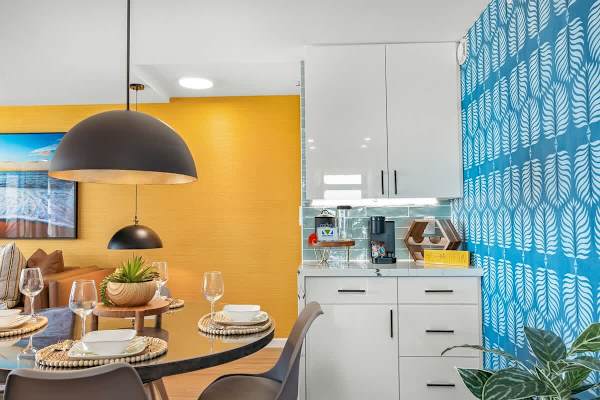 Your dining area with a table and 4 chairs.