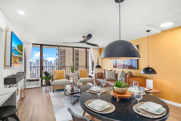 Overview of your dining and living area.
