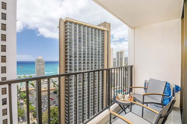 Have coffee or wine on your balcony with a patio set and stunning ocean views!