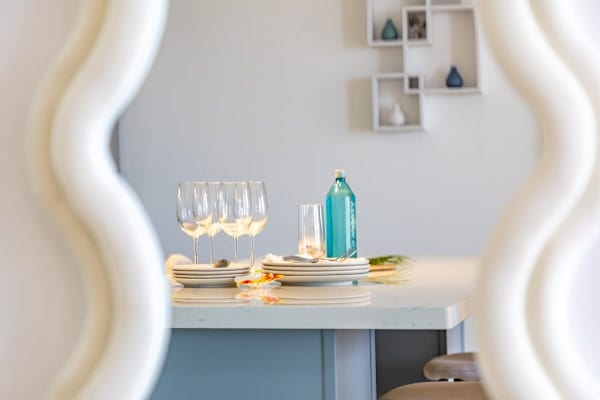 Mirror view of the dining area.