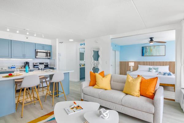 The living and dining areas are perfect for relaxation and cooking sessions.