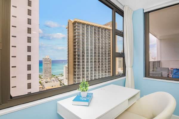 Your dedicated workspace in the bedroom with stunning ocean view.