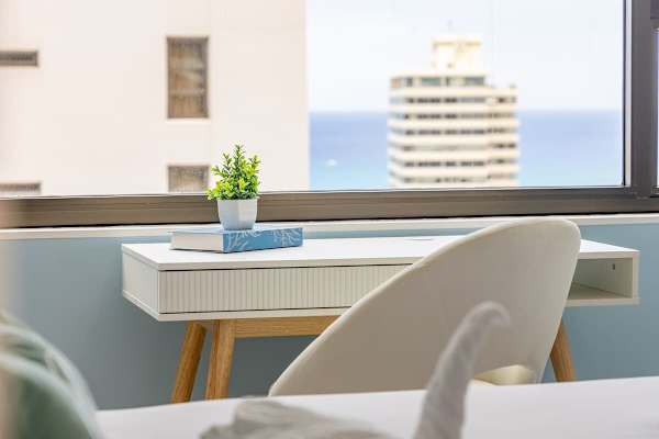 Your dedicated workspace in the bedroom with stunning ocean view.