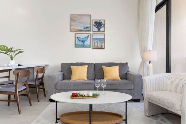 Pull-out sleeper sofa in the living room