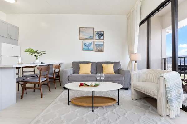 Pull-out sleeper sofa in the living room (best suited for children or occasional use; may not offer the same comfort as a regular bed for adults)