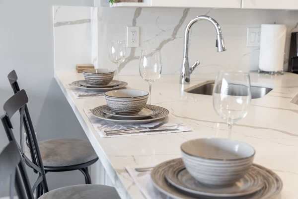 Your dining area has a 3 bar stools.