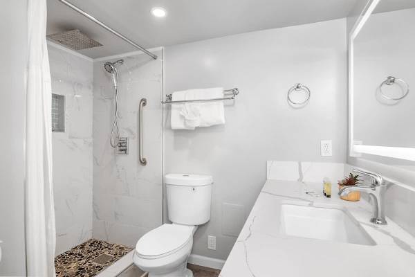 Refreshed in your bathroom with a walk-in shower.