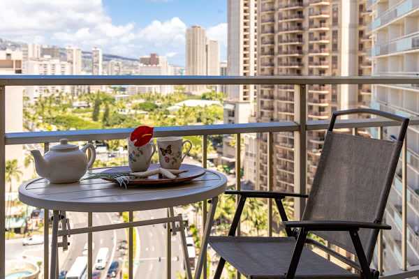 Enjoy shared meals, coffee, or cocktails on your balcony with a table and 4 chairs plus a city view!
