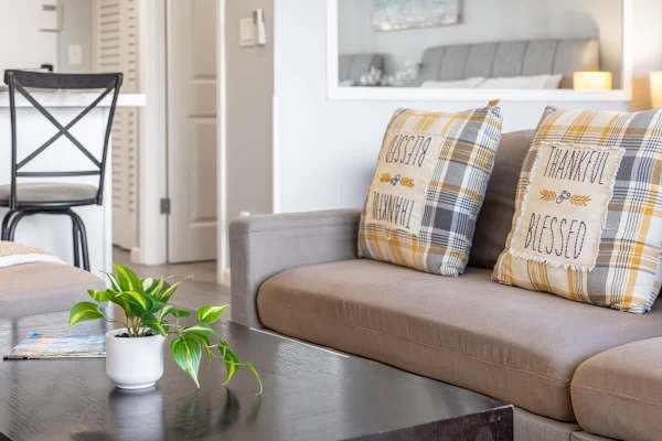 Regular sectional sofa and coffee table.