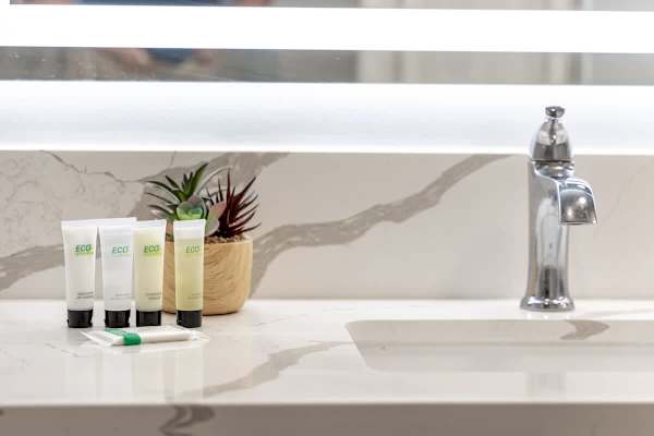 We provide bathroom startup supplies but not replenished.