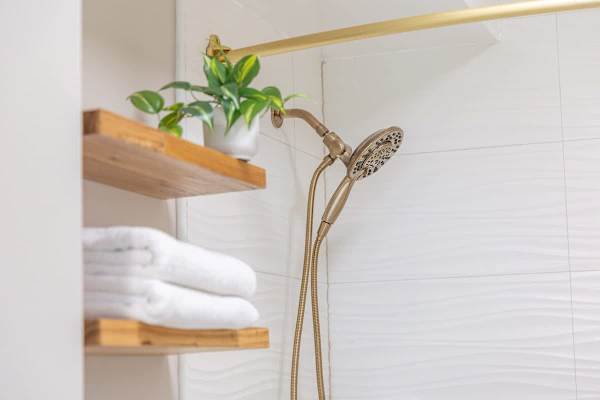 Bathroom shower and towels