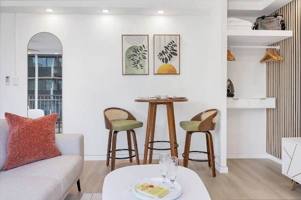Your dining area with 2 chairs.