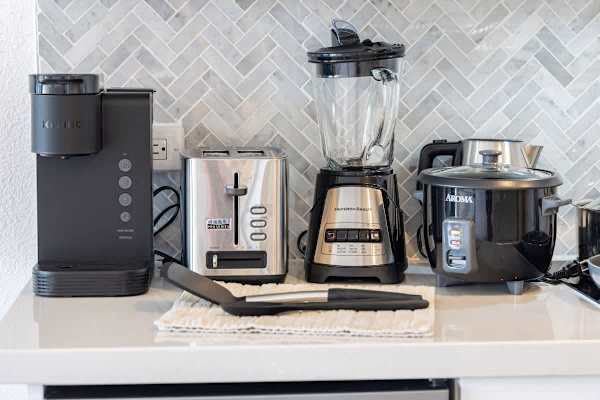 Available appliances for you to use for preparing your meals.