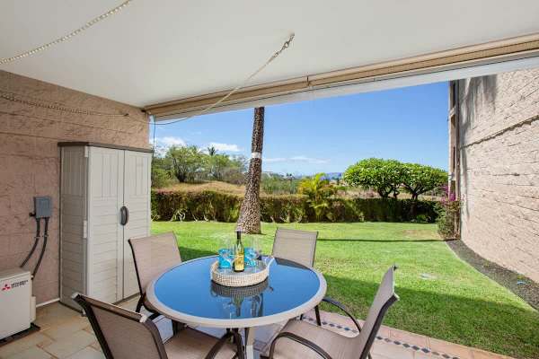 Your spacious balcony with dining table and 4 chairs.
