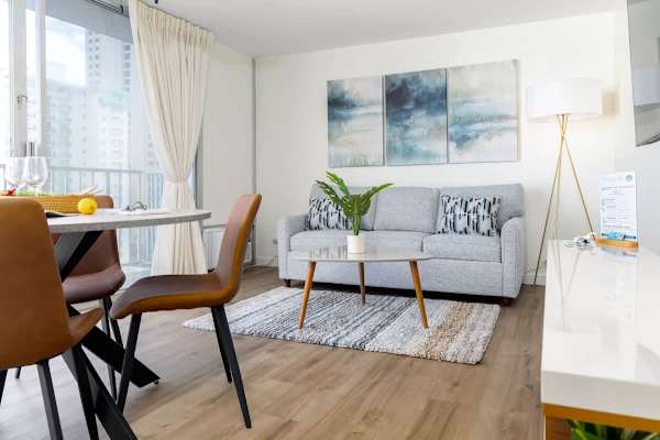 Maximize your stay in this stylish studio with a comfortable pull-out sofa, perfect for relaxing.
