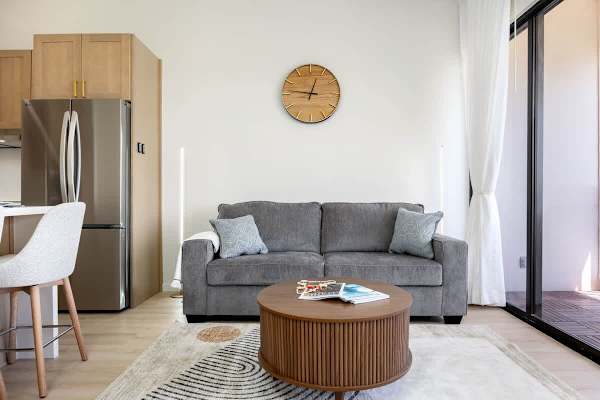 Pull-out sleeper sofa in the living room