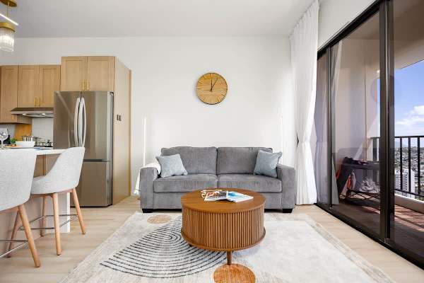 Pull-out sleeper sofa in the living room