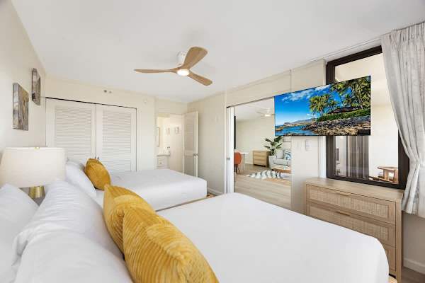 The bedroom has a queen-size bed and a full-size bed perfect for your relaxation!