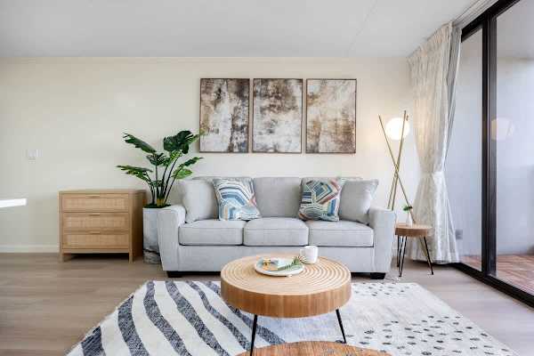 Pull-out sleeper sofa in the living room