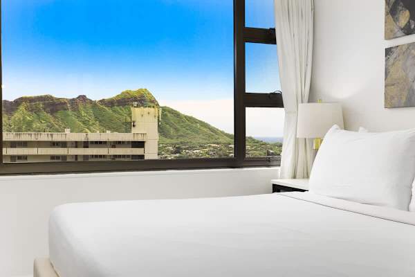 Majestic view of Diamond Head Mountain from the bedroom