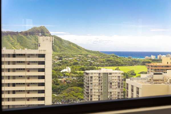 Enjoy the beautiful views of Diamond Head Mountain and the ocean from your balcony