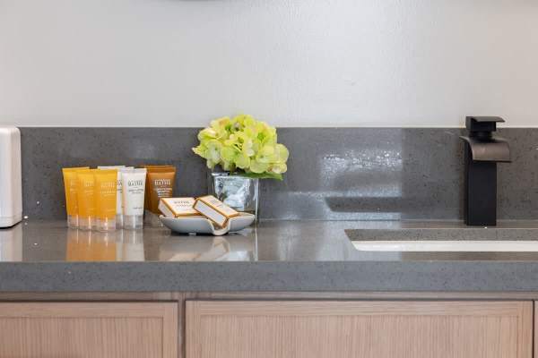 Starter supplies are provided in the bathroom