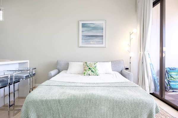 Pull-out sleeper sofa in the living room (best suited for children or occasional use; may not offer the same comfort as a regular bed for adults)