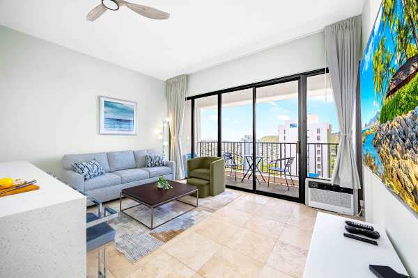 Living room with pull-out sleeper sofa