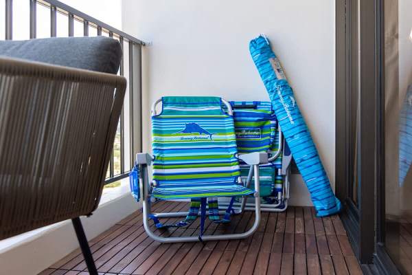 We provide 2 beach chairs, and a beach umbrella for guests' use