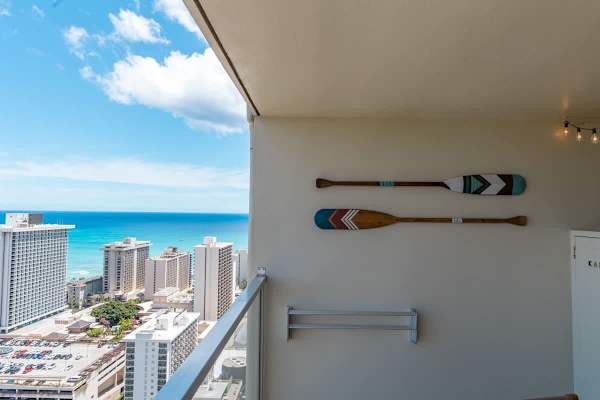 Such a lovely view of the ocean from your balcony!