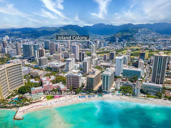 The Island Colony building is just a short walk to the Waikiki Beach!