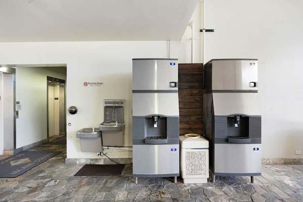 Convenient ice machines and water refill stations are located on the 6th floor near the elevators