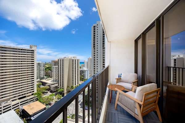 Step out onto your private balcony and soak in the vibrant energy of Waikiki.