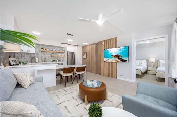 Discover modern comfort in this beautifully renovated unit featuring an open-concept living space, a sleek kitchen, an inviting dining area, and a bright, airy feel!