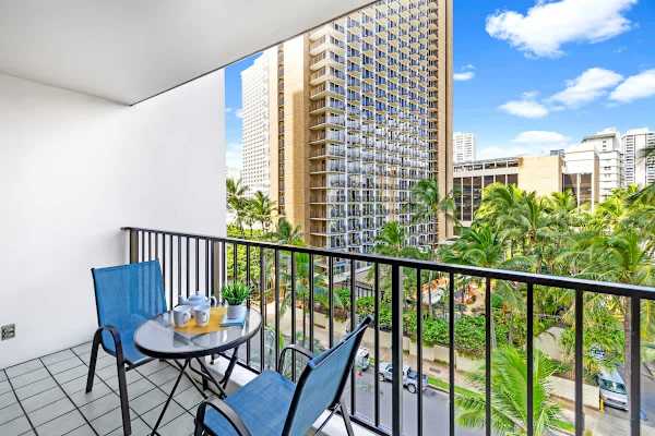 The balcony has 2 chairs and 1 table!