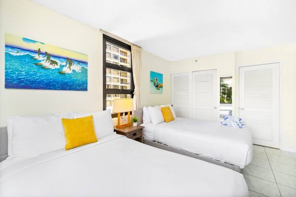 The bedroom has a bathroom access!