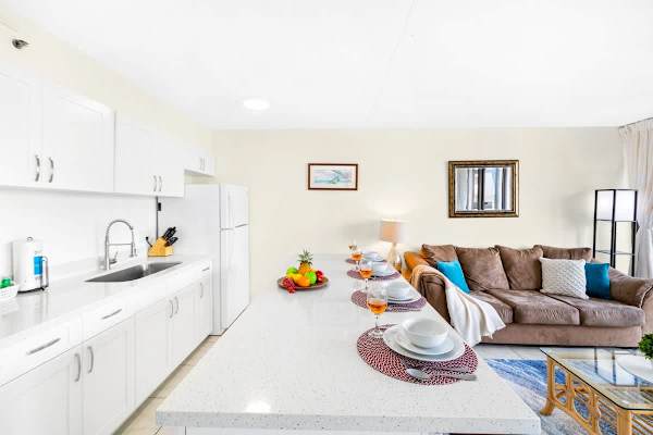 Dining area countertop with 4 bar stools!
