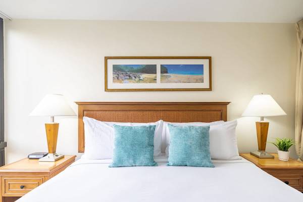 Master bedroom with king size bed, Central AC and TV with cable