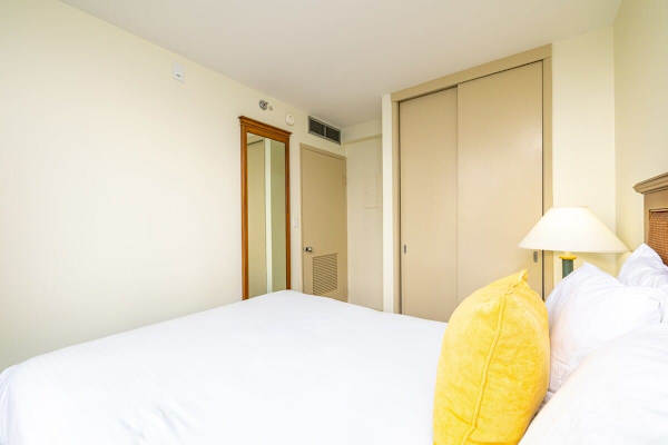 Second bedroom with full size bed and closet