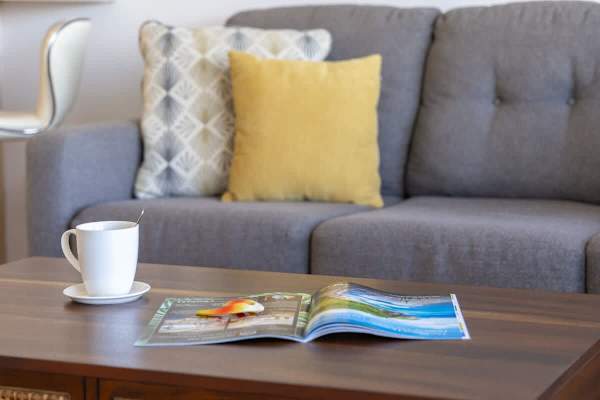 Sink into the comfortable sofa and plan your daily adventures!