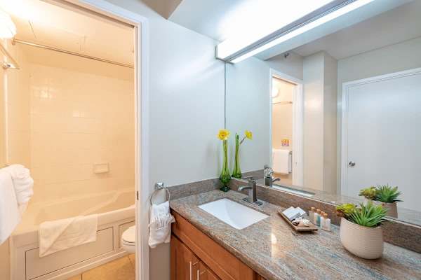 Full bathroom with tub and shower combo