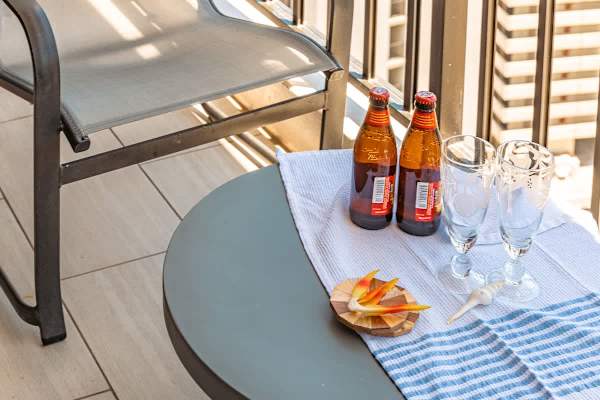 Drink cold beers while enjoying the view from your balcony.